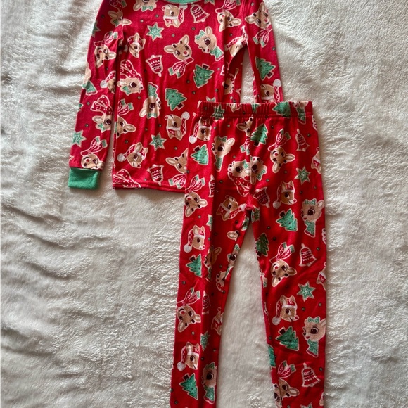 Rudolph The Red Nosed Reindeer Other - Festive Red Kids Pajamas with Rudolph Print